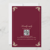 Elegant Burgundy QR Code Wedding Einladung (Rückseite)