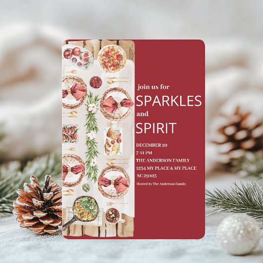 Elegant Burgundy Red Christmas Einladung
