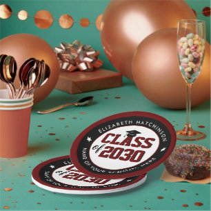 Elegant Burgundy Red Class of 2023 Abschluss Pappteller