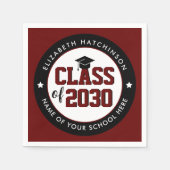 Elegant Burgundy Red Class of 2023 Abschluss Serviette (Vorderseite)