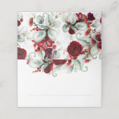 Elegant Burgundy Red Floral Wedding Platzkarte (Außenseite Aufgefaltet)