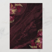 Elegant Burgundy Red Gold Floral Wedding Menükarte (Rückseite)