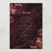 Elegant Burgundy Red Gold Floral Wedding Menükarte (Vorderseite)