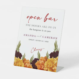 Elegant Burgundy Red "Marigold" Open Bar Wedding Sockelschild