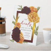 Elegant Burgundy Red  "Marigold" Open Bar Wedding Sockelschild (In SItu)