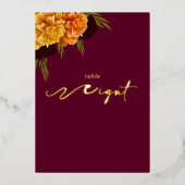 Elegant Burgundy Red "MARIGOLD" Table Number Folien Feiertagskarte (Vorderseite)