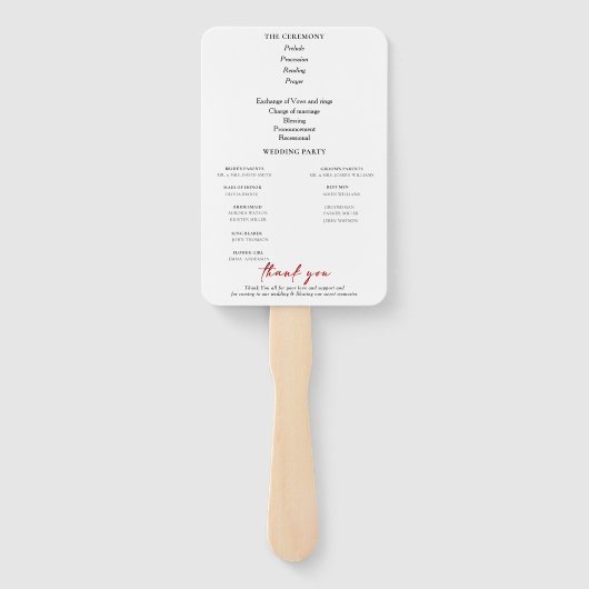 Elegant Burgundy Red "MARIGOLD" Wedding Program Fächer (Rückseite)