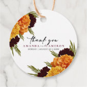 Elegant Burgundy Red "MARIGOLD" Wedding Thank You  Geschenkanhänger (Rückseite)