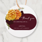 Elegant Burgundy Red "MARIGOLD" Wedding Thank You  Geschenkanhänger (Vorderseite)