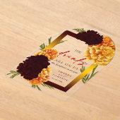 Elegant Burgundy Red "MARIGOLD" Wedding The Drink Acryleinladungen (Ablage )