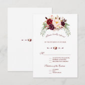 Elegant Burgundy Red Marsala Floral Wedding RSVP (Vorne/Hinten)