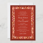 Elegant Burgundy Red Stylish Floral Wedding Einladung (Vorderseite)