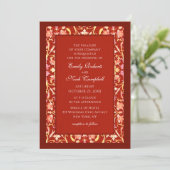 Elegant Burgundy Red Stylish Floral Wedding Einladung (Stehend Vorderseite)