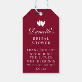 Elegant Burgundy Red Valentines Bridal Shower Geschenkanhänger (Rückseite)