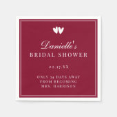 Elegant Burgundy Red Valentines Bridal Shower Serviette (Vorderseite)