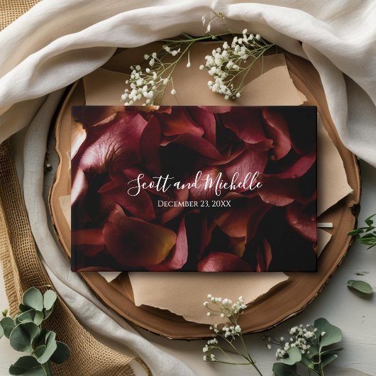Elegant Burgundy Romantic Rose Guest Book Gästebuch