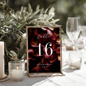 Elegant Burgundy Romantic Rose Table Number Card Tischnummer