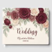 Elegant Burgundy Rose Chic Wedding Gästebuch (Vorderseite)
