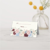Elegant Burgundy Rose Chic Wedding Platzkarte (Vorderseite)