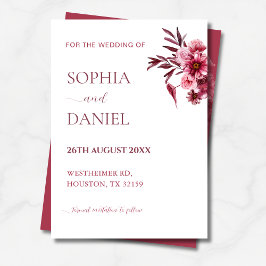 Elegant Burgundy Rose Floral Save the Date Card Einladung