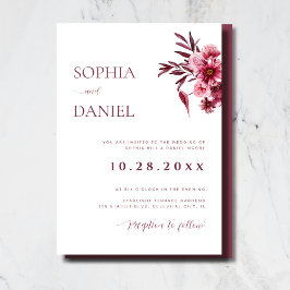 Elegant Burgundy Rose Floral Wedding Invitation Einladung