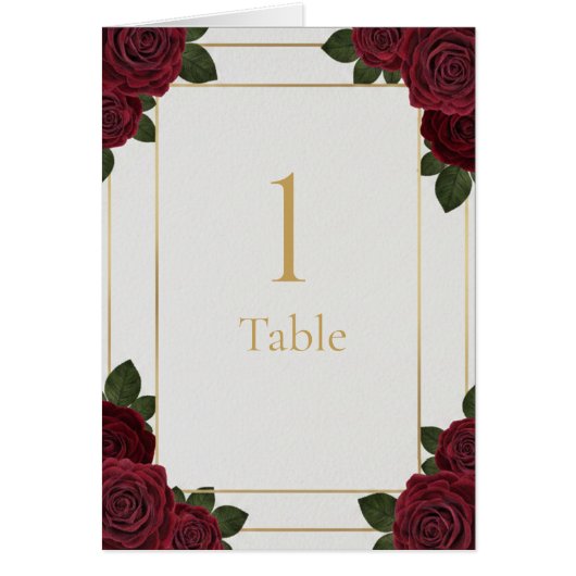 Elegant Burgundy Rose Gold Table Number Card  (Vorne)