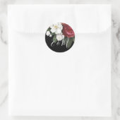 Elegant Burgundy Rose Monogram Wedding Runder Aufkleber (Tasche)