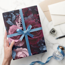 Elegant Burgundy Rose Navy Floral Pattern