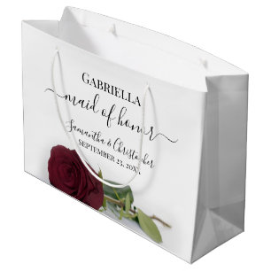 Elegant Burgundy Rose Posh Trauzeugin Wedding Große Geschenktüte