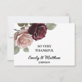 Elegant Burgundy Rose Wedding Dankeschön Card (Vorderseite)