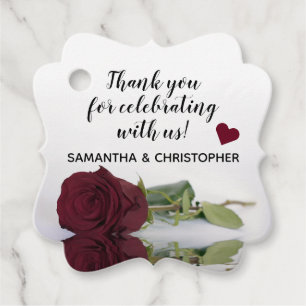 Elegant Burgundy Rose Wedding Vielen Dank Geschenkanhänger