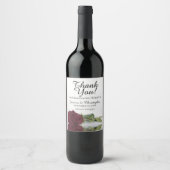 Elegant Burgundy Rose Wedding Vielen Dank Weinetikett (Vorderseite)
