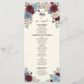 Elegant Burgundy Roses Wedding Menu Menükarte (Vorderseite)