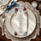 Elegant Burgundy Roses Wedding Menu Menükarte