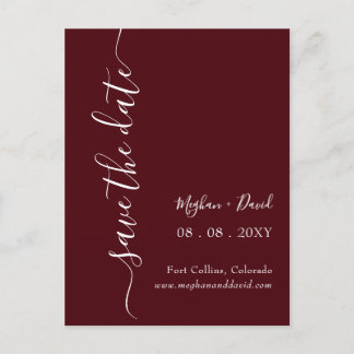 Elegant Burgundy Save the Date Ankündigungspostkarte