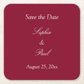 Elegant Burgundy Save the Date Rechteckiger Pappuntersetzer (Vorderseite)