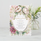 Elegant Burgundy Scalloped Quinceañera Einladung (Stehend Vorderseite)