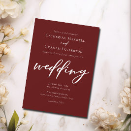 Elegant Burgundy Script Abend Wedding Einladung