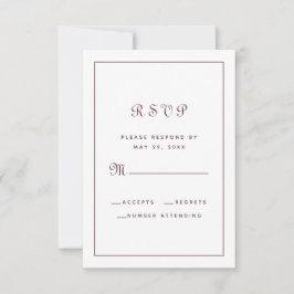 Elegant Burgundy Script Classic Wedding Enclosure RSVP Karte