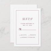 Elegant Burgundy Script Classic Wedding Enclosure RSVP Karte (Vorne/Hinten)