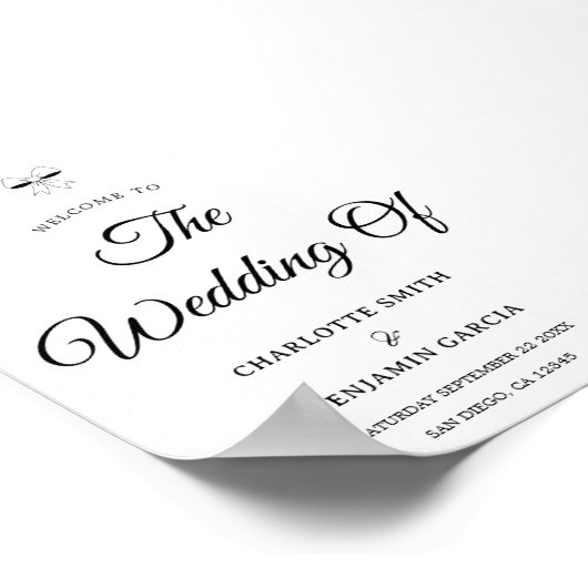 Elegant Burgundy Script Cream Ivory Bow Wedding Poster (Ecke)