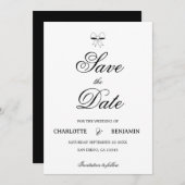 Elegant Burgundy Script Cream Ivory Bow Wedding Save The Date (Vorne/Hinten)