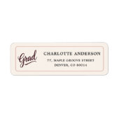 Elegant Burgundy Script Grad Return Label (Vorne)