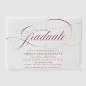 Elegant Burgundy Script Graduation Party Pergament Einladungen (Vorderseite)