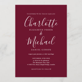 Elegant Burgundy Signature Script Wedding Einladung