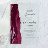 Elegant Burgundy Silver Agate Script Wedding Acryleinladungen
