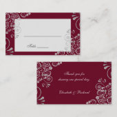 Elegant Burgundy Silver Gray Swirl Wedding Platzkarte (Vorne/Hinten)