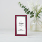 Elegant Burgundy Silver Winter Wedding Website Begleitkarte (Stehend Vorderseite)