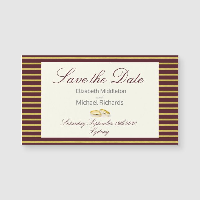 Elegant Burgundy Simple Wedding Save the Date Magnetkarte (Vorderseite)