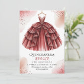 Elegant Burgundy Sweet 15 Einladung (Stehend Vorderseite)